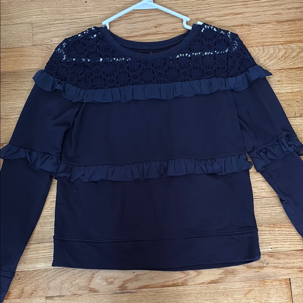 Lilly Pulitzer Navy Lace Ruffle Women's Sweater Top